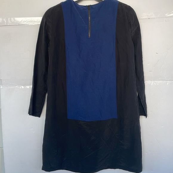Madewell Blue and Black Colorblock Dress Back Zipper Silk Blend Small - Picture 12 of 17